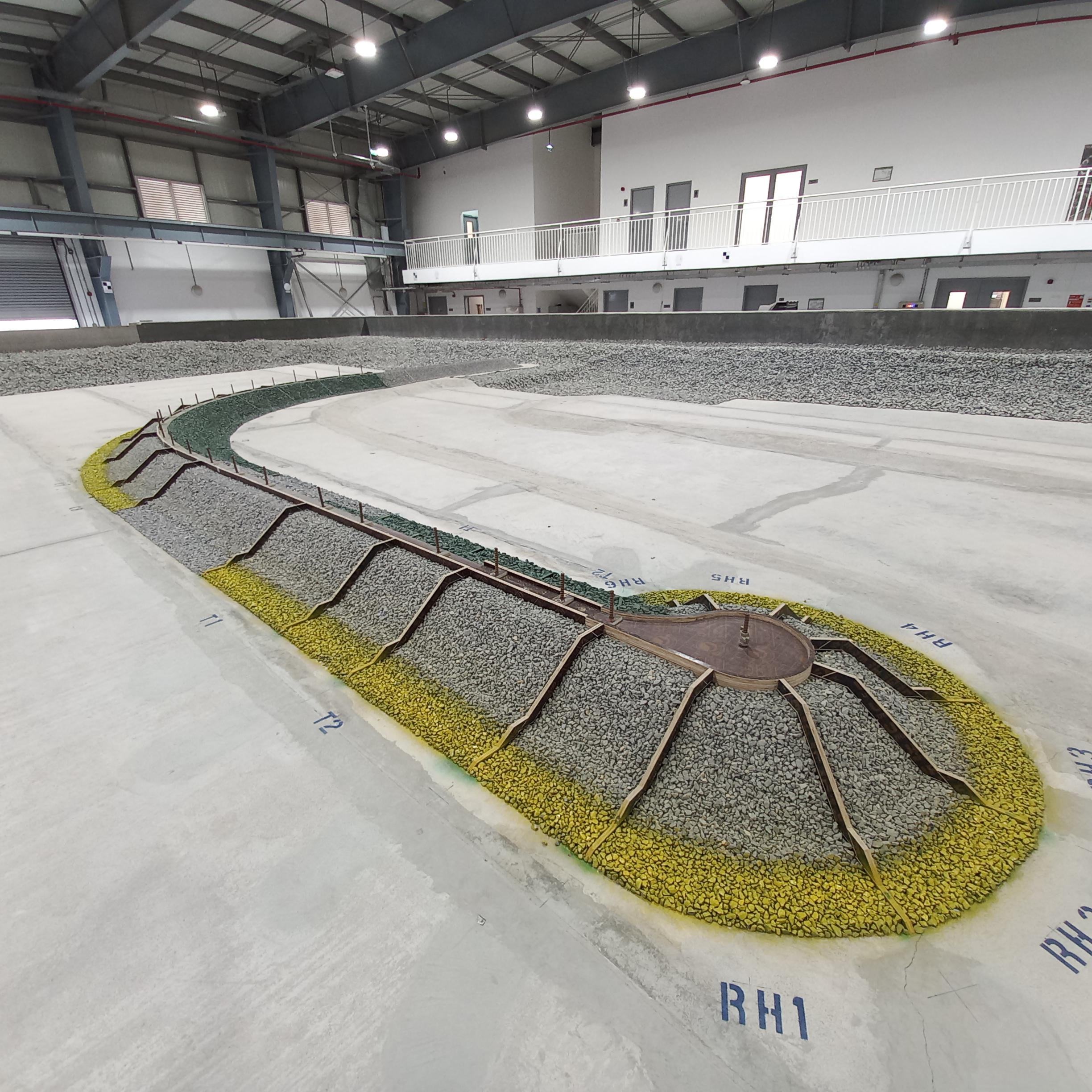 Marina rubble mound breakwater basin model