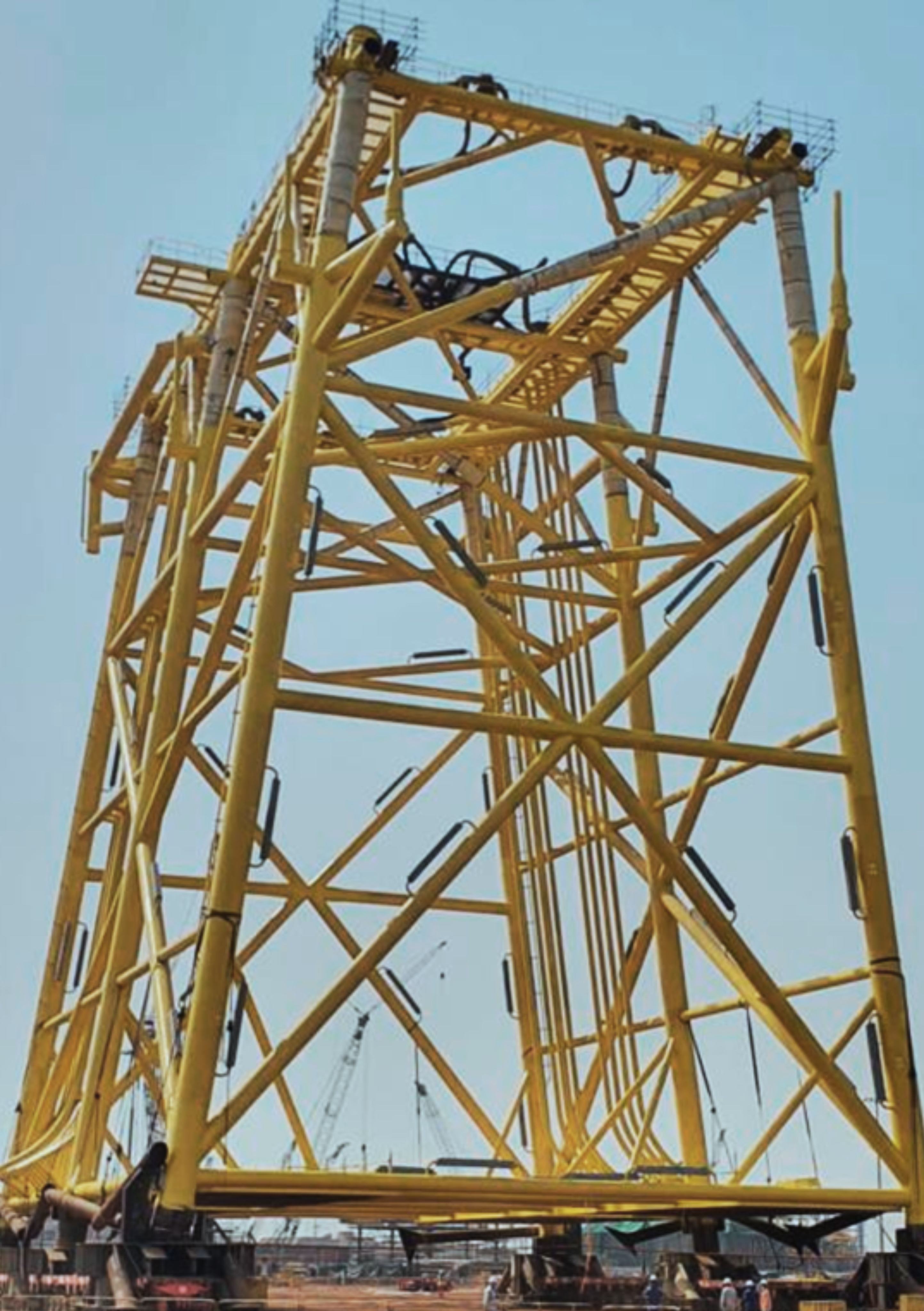 Steel jacket structure under construction