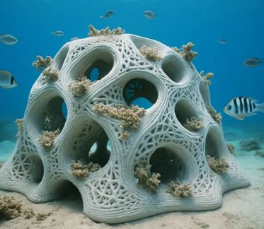 3D printed artificial reef structure underwater
